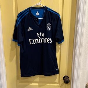 adidas Navy and Bright Blue Real Madrid Kids Football Top
